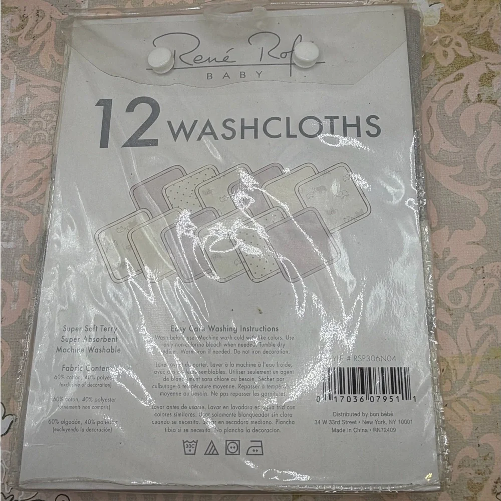 Renee Rofe Gray and White Washcloth Set